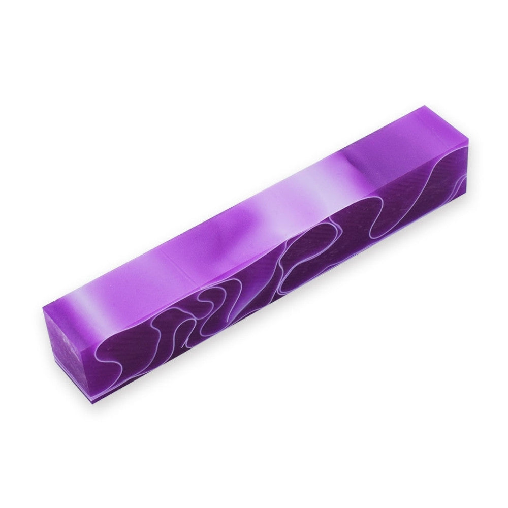Pen blank - Acryl - 130x20x20 mm - Dunkle Orchidee mit weißer Linie - Pfeifenecke
